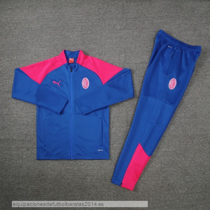 Nuevo Conjunto Completo Ropa Deportiva Con Cremallera Larga AC Milan 24/25 Azul Rosa Baratas